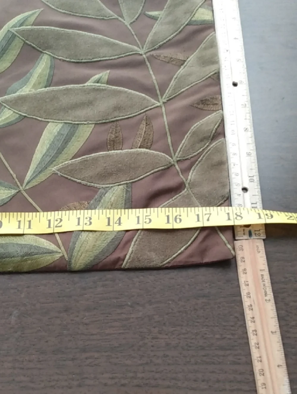 Pier 1 Botanical Embroidered Throw Pillow Cover in Brown & Olive Green